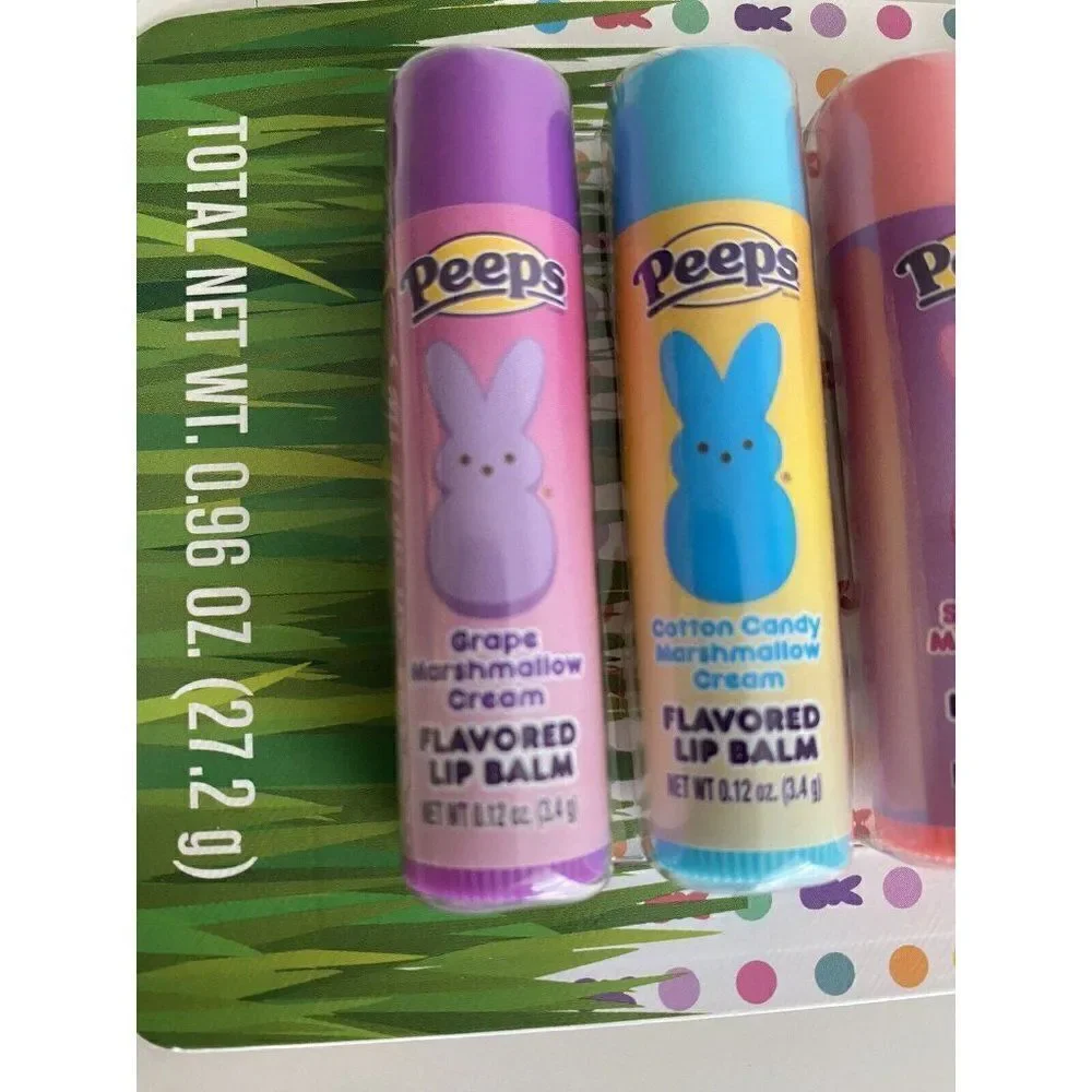 8 Pack Peeps Flavored Lip Balm Easter Basket Stuffer‎ Cotton Candy Vanilla Grape